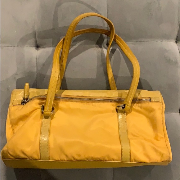 Authentic Prada Yellow Tessuto Nylon Buffalo Leather Easy Shoulder Tote … - Picture 5 of 14
